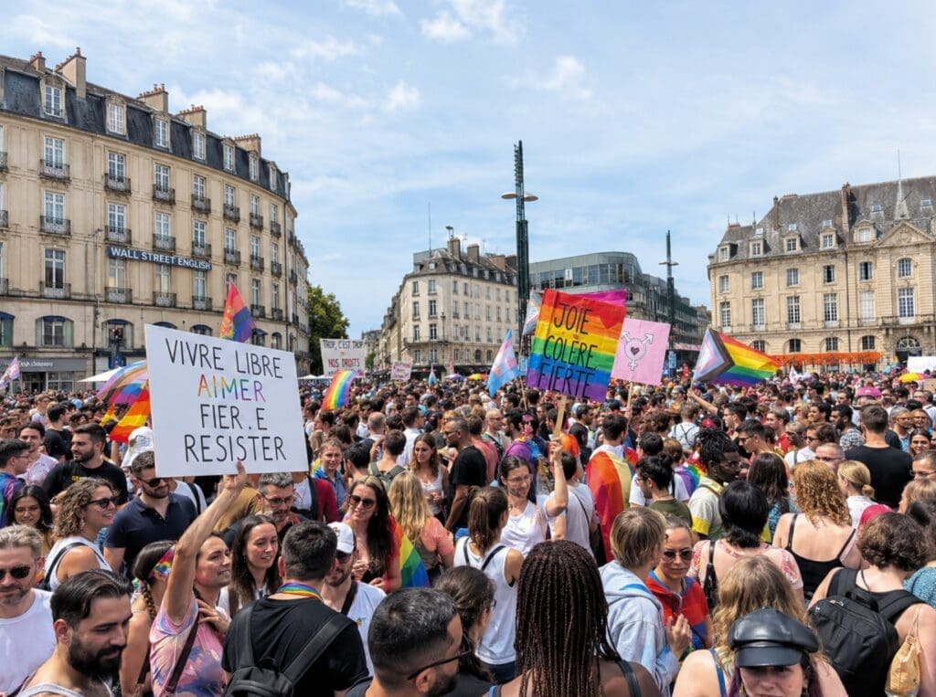Marche des Fiertés sur l’esplanade Charles-de-Gaulle (Rennes)