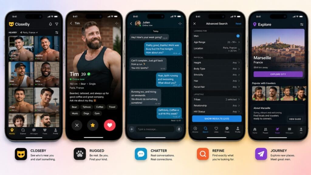 applications de rencontre gay Grindr, scruff, bearwww, hornet, romeo