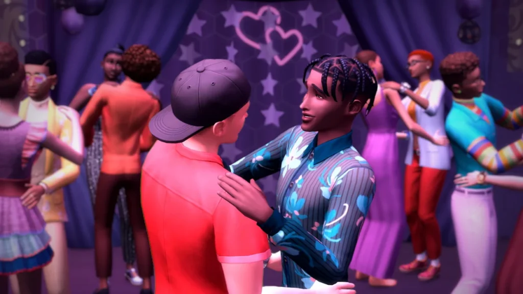 capture officielle de The Sims 4 avec un couple LGBTQ+