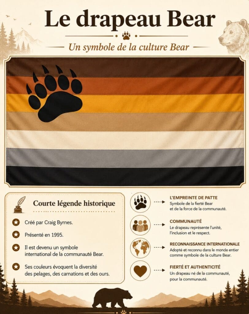 illustration pédagogique du drapeau Bear, accompagnée d’une courte légende historique