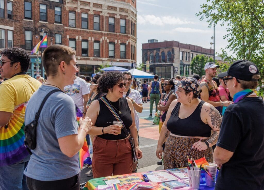 image of LGBTQ+ residents attending a community event in the Short North or at Stonewall Columbus