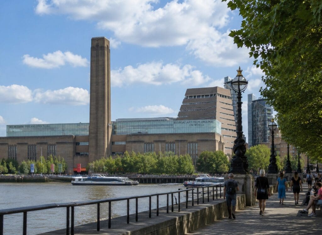 photographie de South Bank, avec la Tamise Tate Modern