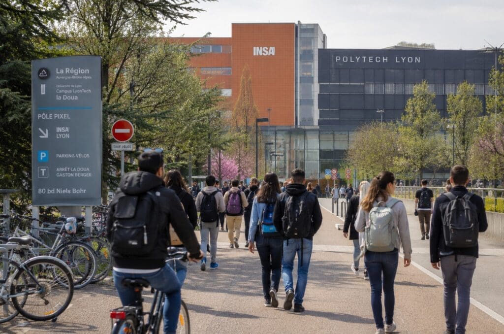 photographie de la vie étudiante sur le campus de La Doua (Villeurbanne)