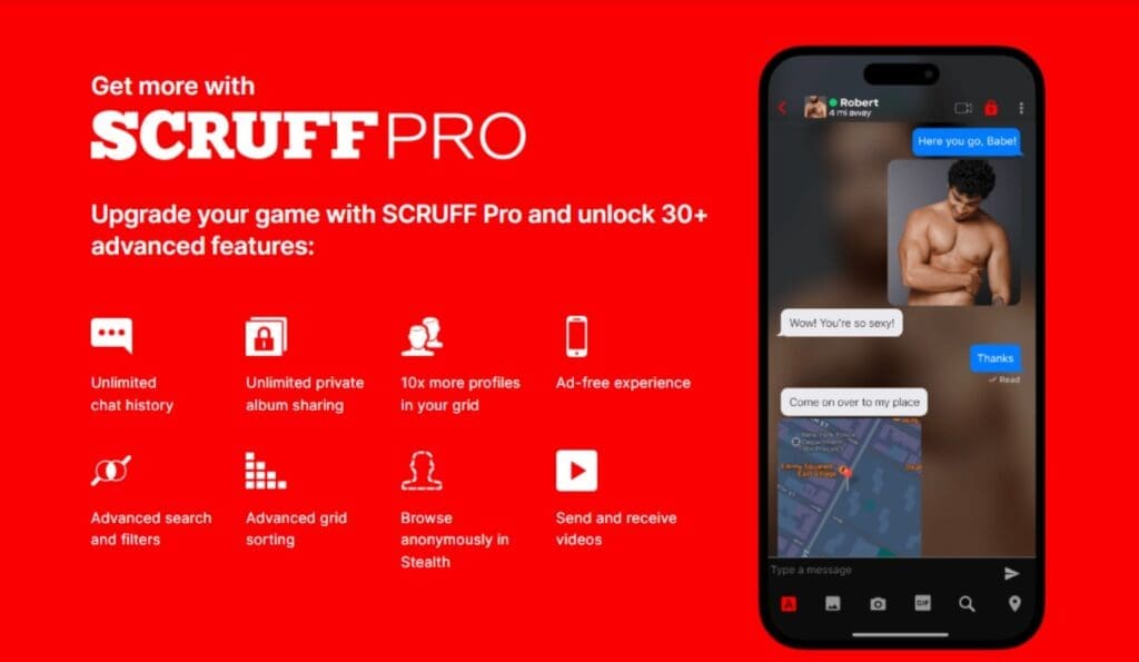 SCRUFF : profil détaillé avec hashtags, Woof et fonction Match