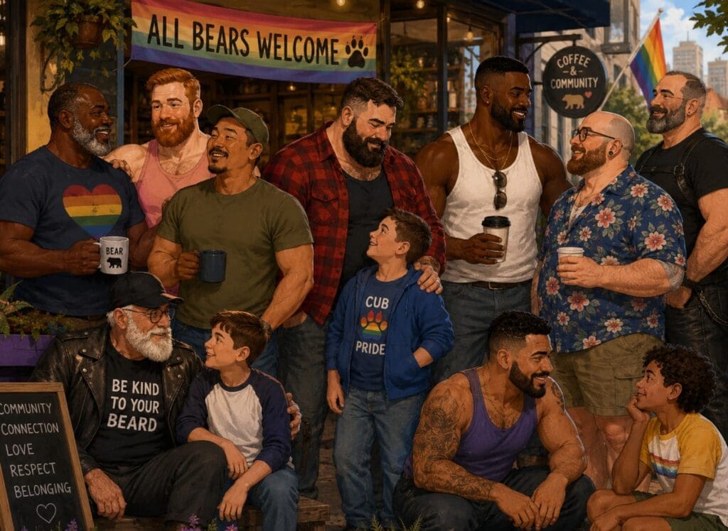 une illustration inclusive présentant la diversité des Daddy Bears et des Cubs