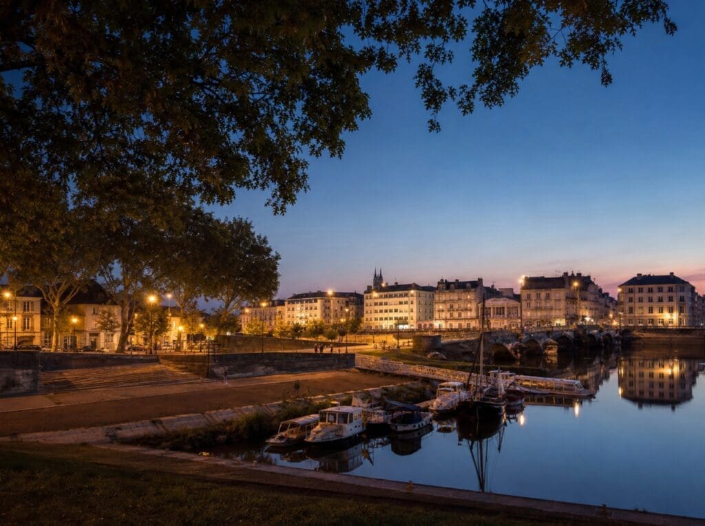 une photographie de la Cale de la Savatte et de la Doutre au crépuscule